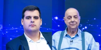 Fuad Noman e Bruno Engler durante debate da emissora.