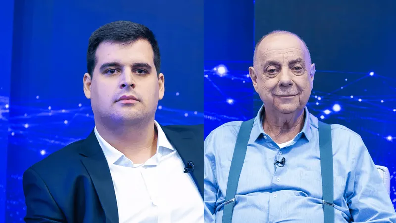 Fuad Noman e Bruno Engler durante debate da emissora.
