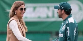 Leila Pereira e Abel Ferreira em campo
