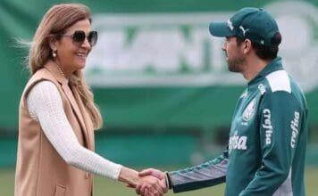 Leila Pereira e Abel Ferreira em campo