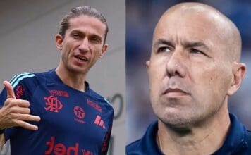 Filipe Luis e Leonardo Jardim