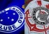 Foto com os escudos do Cruzeiro e do Corinthians