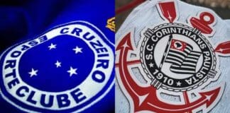 Foto com os escudos do Cruzeiro e do Corinthians