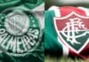 Montagem com os escudos do Palmeiras e do Fluminense
