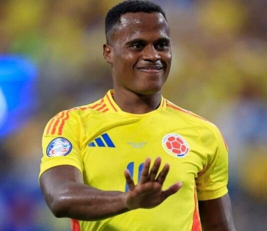 Jhon Arias pela Seleção Colombiana