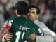 O técnico Abel Ferreira e o jogador Gustavo Gómez (E), da SE Palmeiras