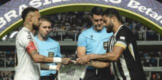 Neymar e Hulk cara a cara em jogo do Atlético contra o Santos