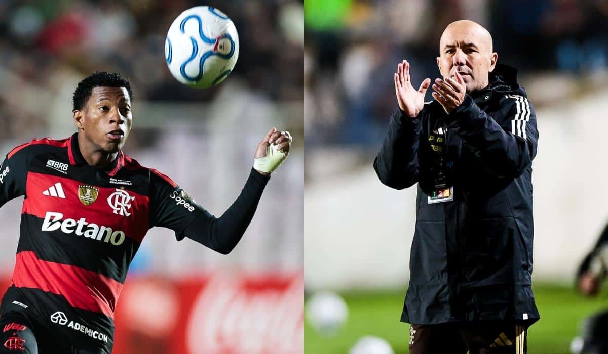 Leonardo Jardim e Gonzalo Plata em jogo do Flamengo