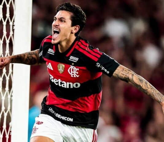 Pedro após fazer go no Flamengo