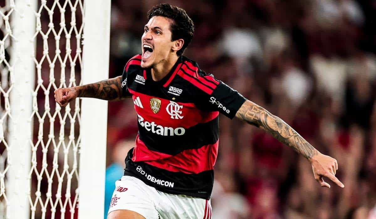 Pedro após fazer go no Flamengo