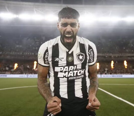 Jogador Alexander Barboza em campo pelo Botafogo