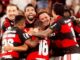 Paquetá e outros jogadores do Flamengo comemorando
