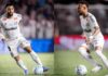Fotos de Neymar e Gabigol em campo durante jogo do Santos