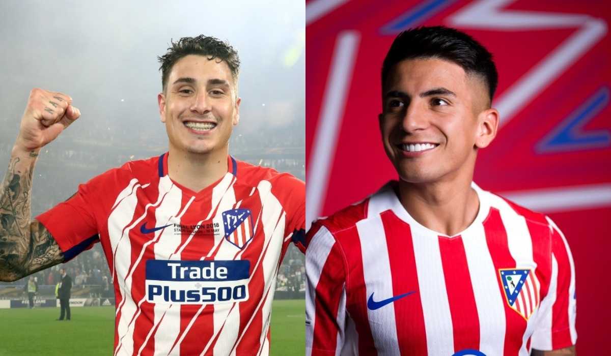 o meia Thiago Almada e o zagueiro José Giménez