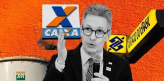 Romeu Zema e imagens da caixa, banco do brasil e petrobras
