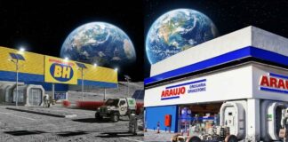 Ilustração do Supermercados BH e araújo na lua