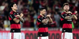 Flamengo vai para Portugal na pausa da Copa: Lagos, Estoi e amistoso contra o Benfica no Algarve Pedro Arrascaeta e Léo Pereira no Flamengo