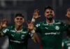 O jogador Ramón Sosa, da SE Palmeiras com Flaco López