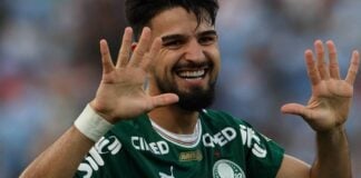 O jogador Flaco López, da SE Palmeiras