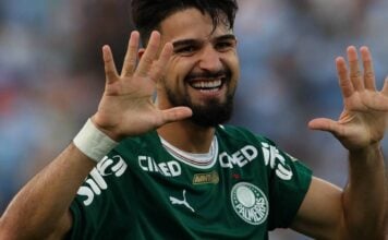 O jogador Flaco López, da SE Palmeiras