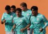 jogadores do palmeiras em treinamento