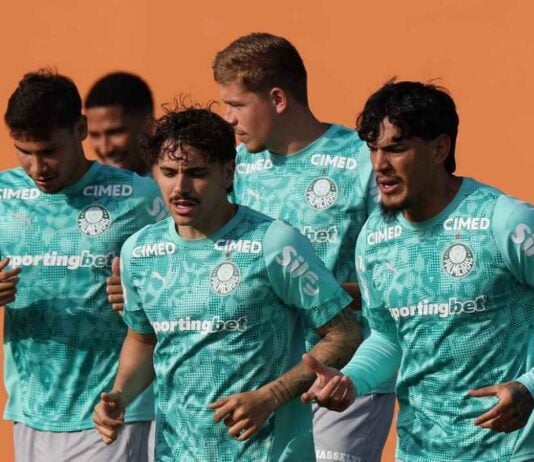 jogadores do palmeiras em treinamento