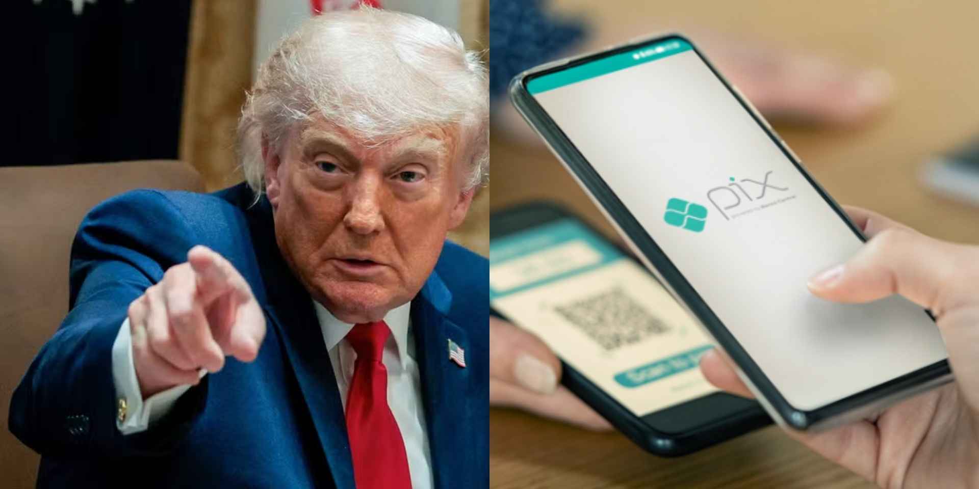 Donald Trump mira o pix