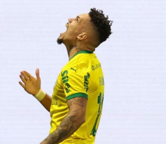 Paulinho após gol no Palmeiras